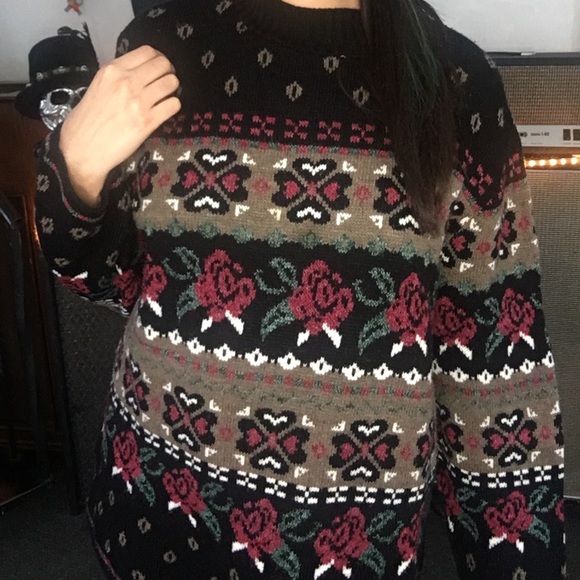 Vintage Sweaters - 80s vintage Rose 🌹 sweater